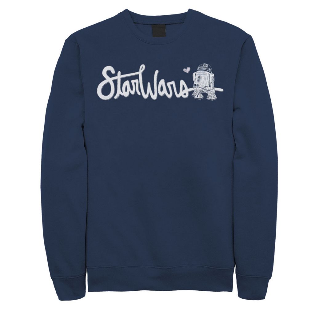 キャラクター スウェットシャツ トレーナー 紺色 ネイビー スターウォーズ 【 LICENSED CHARACTER R2D2 CURSIVE TEXT SWEATSHIRT NAVY 】