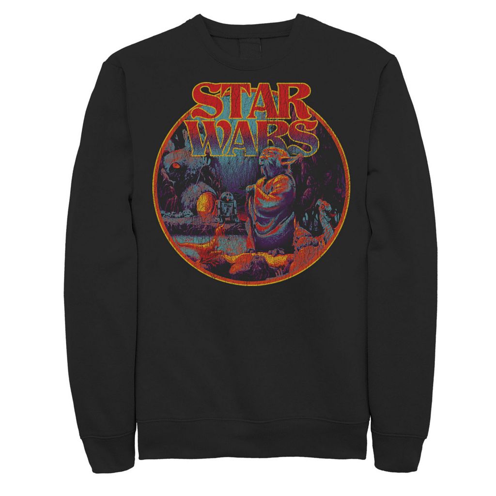 キャラクター ロゴ スウェットシャツ トレーナー 黒色 ブラック スターウォーズ 70'S 【 LICENSED CHARACTER STYLER CIRCLE PORTRAIT LOGO SWEATSHIRT BLACK 】