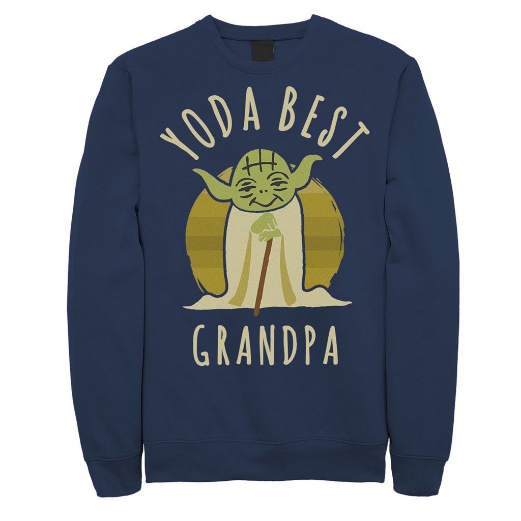 キャラクター スウェットシャツ トレーナー 紺色 ネイビー スターウォーズ 【 LICENSED CHARACTER YODA BEST GRANDPA CARTOON SWEATSHIRT NAVY 】