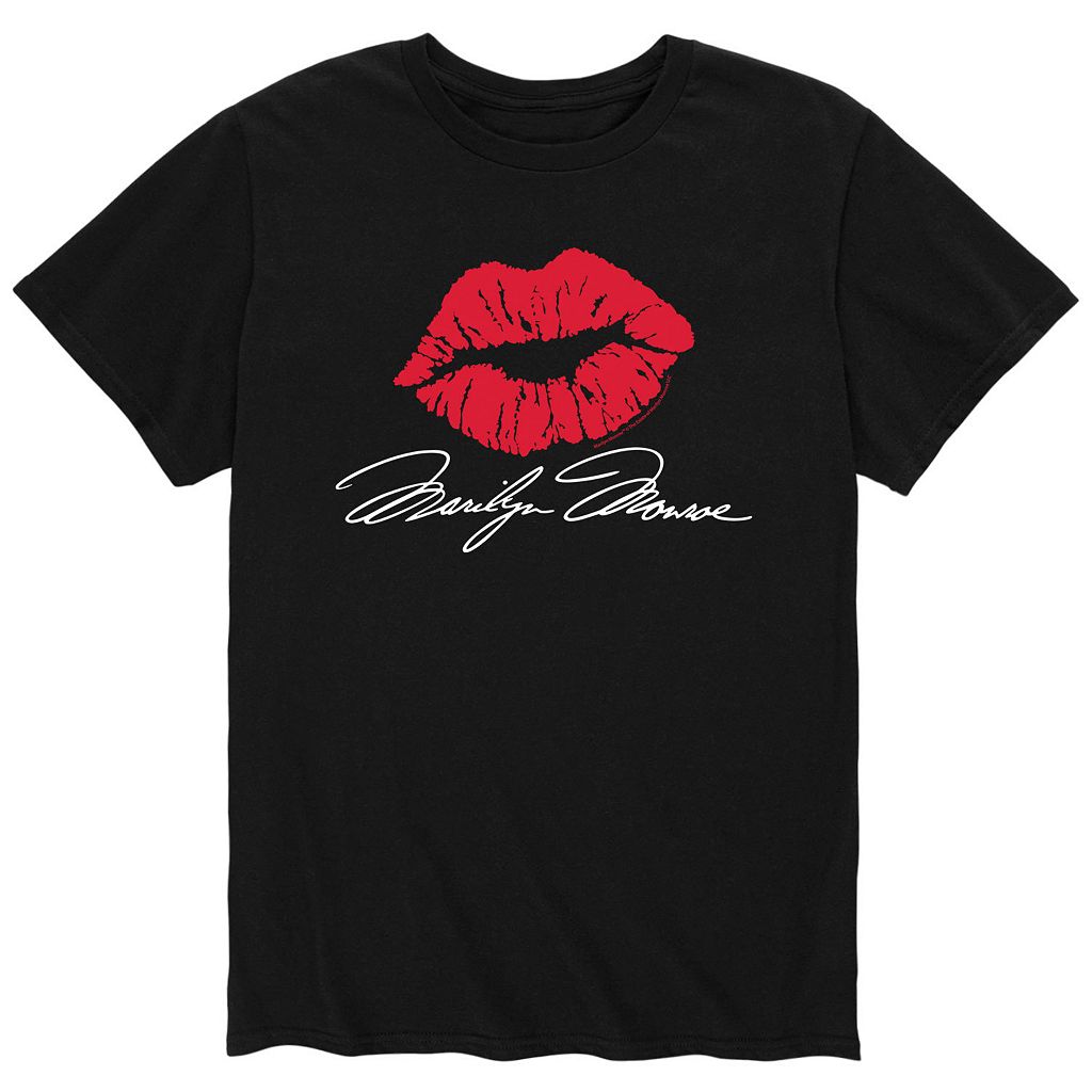 キャラクター Tシャツ 黒色 ブラック 【 LICENSED CHARACTER MARILYN MONROE LIPSTICK KISS TEE / BLACK 】 メンズファッション トップス カットソー