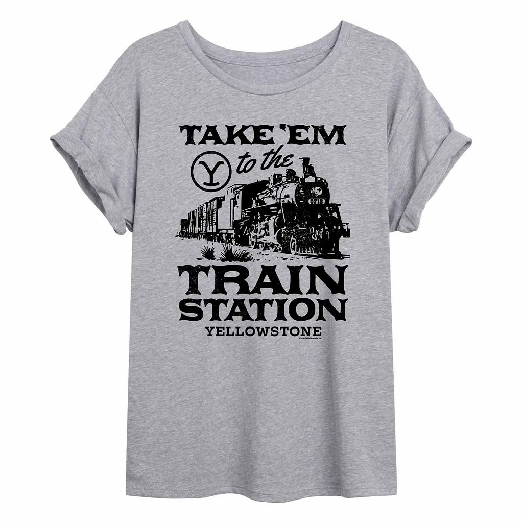 キャラクター Tシャツ 灰色 グレー 'EM STATION&#34; 【 LICENSED CHARACTER YELLOWSTONE TAKE TO THE TRAIN FLOWY TEE / GREY 】 キッズ ベビー マタニティ トップス カットソー