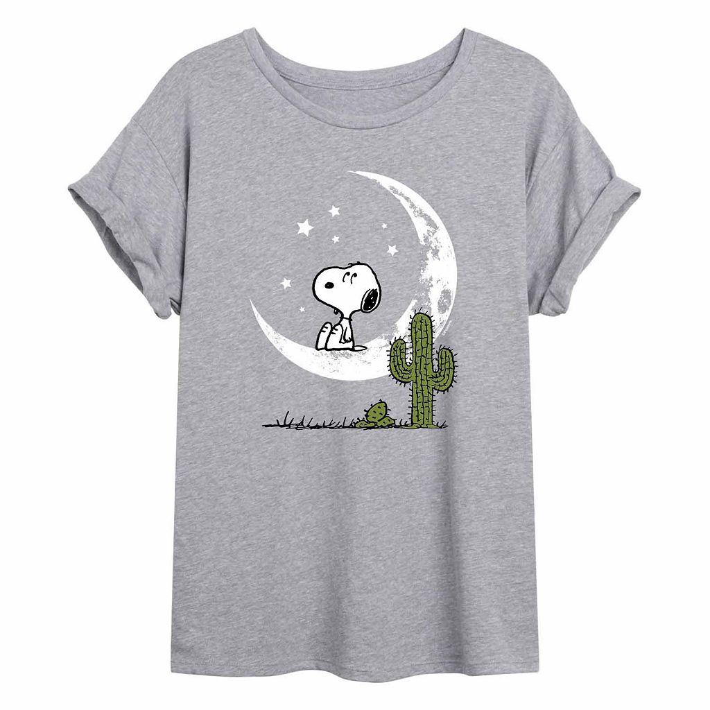 キャラクター Tシャツ 灰色 グレー 【 LICENSED CHARACTER PEANUTS SNOOPY MOON FLOWY TEE GREY 】