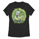 キャラクター グラフィック Tシャツ 黒色 ブラック 【 LICENSED CHARACTER RICK AND MORTY PORTAL GUN PORTRAIT GRAPHIC TEE / BLACK 】 キッズ ベビー マタニティ トップス カットソー