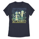 キャラクター グラフィック Tシャツ 紺色 ネイビー 【 LICENSED CHARACTER RICK AND MORTY GET SCHWIFTY WORD STACK PORTRAIT GRAPHIC TEE NAVY 】