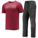 スケートボード 立ブルドッグ Tシャツ ミシシッピステイト & 【 UNBRANDED CONCEPTS SPORT HEATHERED CHARCOAL/MAROON MISSISSIPPI STATE BULLDOGS METER T-SHIRT PANTS SLEEP SET / MST CHARCO 】 インナー 下着 ナイトウエア メ