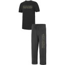 フォレスト Tシャツ & 【 UNBRANDED CONCEPTS SPORT HEATHERED CHARCOAL/BLACK WAKE FOREST DEMON DEACONS METER T-SHIRT PANTS SLEEP SET / WFU CHARCO 】 インナー 下着 ナイトウエア メンズ ナイト ルーム パジャマ