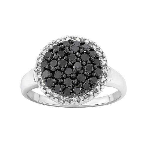 黒色 ブラック 白色 ホワイト ダイヤモンド 銀色 シルバー T.W. 【 JEWELEXCESS 1 CARAT BLACK AND WHITE DIAMOND STERLING SILVER FRAME RING / 】 ジュエリー アクセサリー レディースジュエリー 指輪 リング