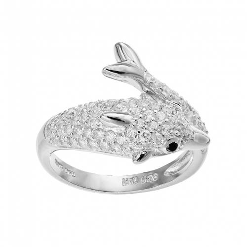 ジルコニア 【★スーパーSALE★6/11深夜2時迄】銀色 シルバー 黒色 ブラック 【 SOPHIE MILLER STERLING SILVER CUBIC ZIRCONIA DOLPHIN RING / BLACK 】 ジュエリー アクセサリー レディースジュエリー 指輪 リング