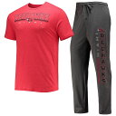 マイアミ Tシャツ & 【 UNBRANDED CONCEPTS SPORT HEATHERED CHARCOAL/RED MIAMI UNIVERSITY REDHAWKS METER T-SHIRT PANTS SLEEP SET / MOH CHARCO 】 インナー 下着 ナイトウエア メンズ ナイト ルーム パジャマ