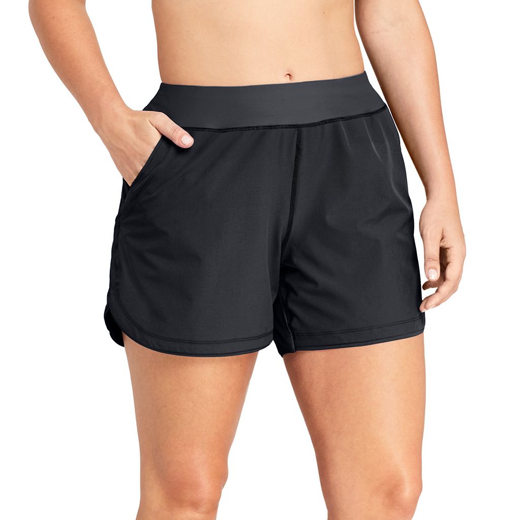 ランズエンド LANDS' END クイック ショーツ ハーフパンツ 黒色 ブラック LANDS' ボードショーツ 水着 【 QUICK END PLUS SIZE DRY THIGHMINIMIZER SWIM BLACK 】