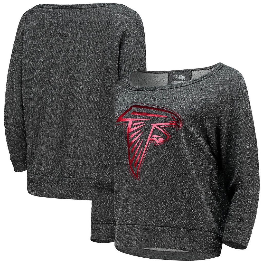 マジェスティック 黒色 ブラック アトランタ ファルコンズ ロゴ ラグラン スウェットシャツ トレーナー 【 MAJESTIC THREADS BLACK ATLANTA FALCONS FOIL LOGO BOAT NECK TRI-BLEND RAGLAN PULLOVER SWEATSHIRT / FAL BLACK