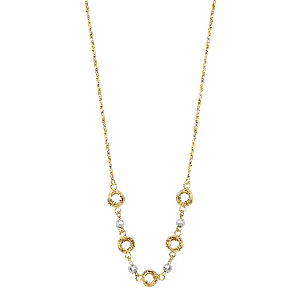 ゴールド ネックレス 【 UNBRANDED TWO TONE 14K GOLD POLISHED LOVE KNOT BEAD NECKLACE / 14K 2 TONE 】 ジュエリー アクセサリー レディースジュエリー ペンダント