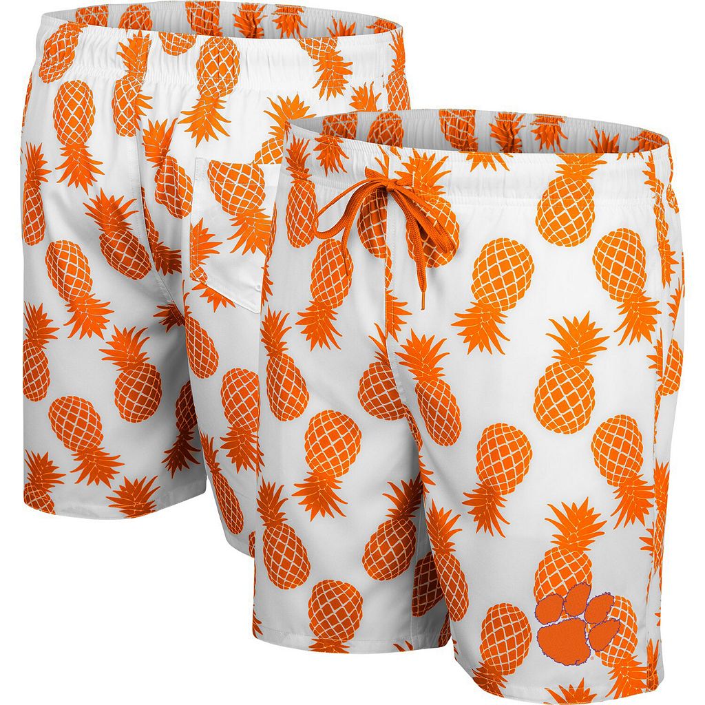 コロシアム クレムソン タイガース ショーツ ハーフパンツ 白色 ホワイト 水着 【 COLOSSEUM WHITE/ORANGE CLEMSON TIGERS PINEAPPLE SWIM SHORTS / CLM WHITE 】 メンズファッション