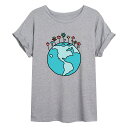 キャラクター グラフィック Tシャツ 灰色 グレー 【 LICENSED CHARACTER EARTH DAY FLOWERS FLOWY GRAPHIC TEE / GREY 】 キッズ ベビー マタニティ トップス カットソー