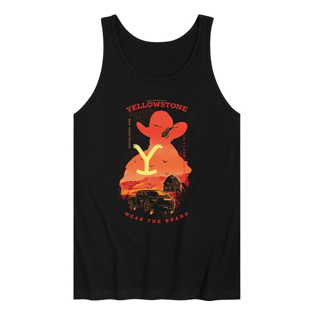 キャラクター タンクトップ 黒色 ブラック 【 LICENSED CHARACTER YELLOWSTONE SILHOUETTE TANK TOP / BLACK 】 メンズファッション トップス