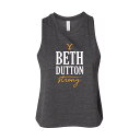 LICENSED CHARACTER タンクトップ Strongand#34; 【 Yellowstone Beth Dutton Strongand#34; Cropped Tank Top 】 Grey