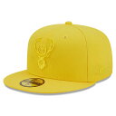 黄色 イエロー ミルウォーキー バックス ニューエラ 【 NEW ERA YELLOW MILWAUKEE BUCKS COLOR PACK 59FIFTY FITTED HAT / BUK YELLOW 】 バッグ キャップ 帽子 メンズキャップ 帽子 キャップ