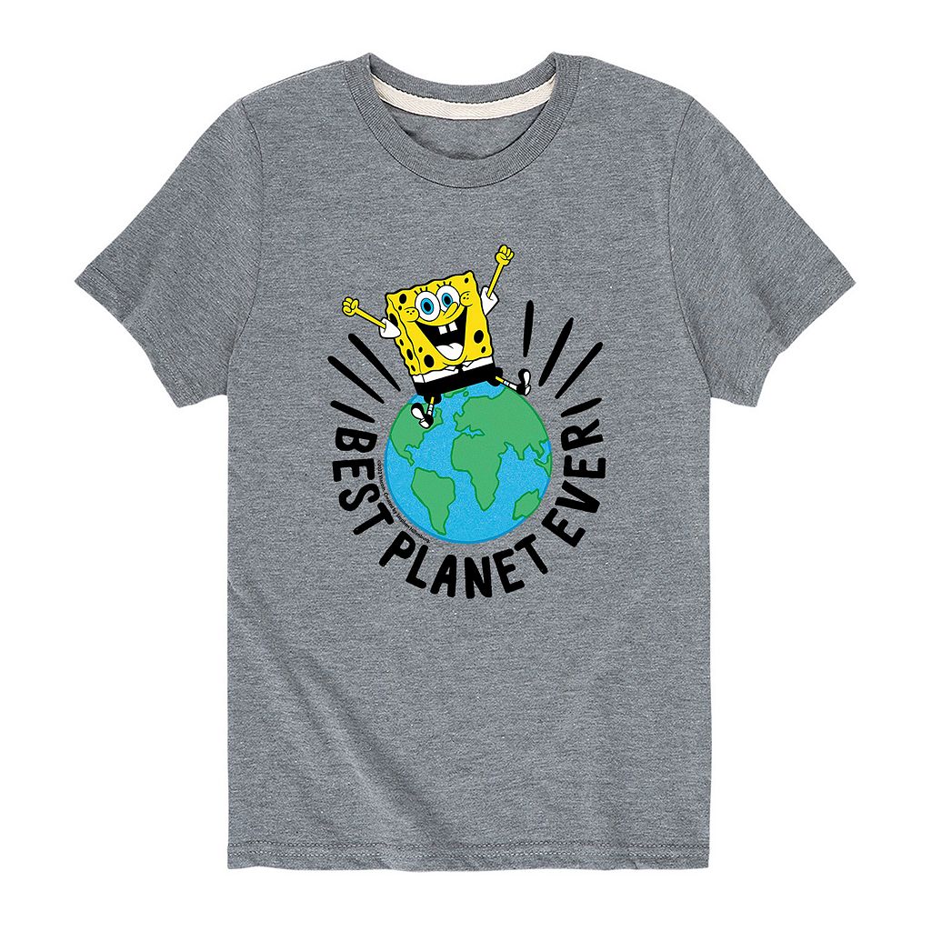 キャラクター スポンジボブ グラフィック Tシャツ 灰色 グレー 【 LICENSED CHARACTER SPONGEBOB BEST PLANET EVER GRAPHIC TEE / GREY 】 キッズ ベビー マタニティ トップス カットソー