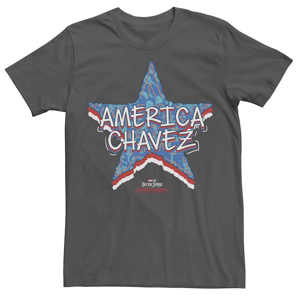 楽天スニケス【★スーパーSALE★6/11深夜2時迄】キャラクター ドクター Tシャツ チャコール 【 LICENSED CHARACTER MARVEL DOCTOR STRANGE MOVIE 2 AMERICA CHAVEZ AMERICANA STAR TEE / CHARCOAL 】 メンズファッション トップス カットソー