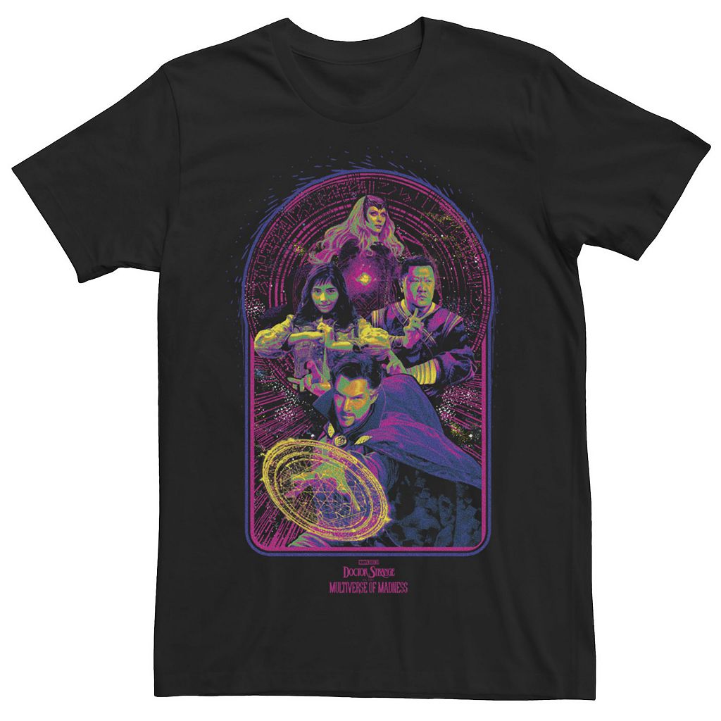 楽天スニケスキャラクター ドクター マジック Tシャツ 黒色 ブラック 【 LICENSED CHARACTER MARVEL DOCTOR STRANGE MOVIE 2 MAGIC POP NEON GROUPSHOT TEE / BLACK 】 メンズファッション トップス カットソー