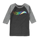 LICENSED CHARACTER ロゴ ラグラン グラフィック Tシャツ 【 Hot Wheels Pride Logo Raglan Graphic Tee 】 Grey