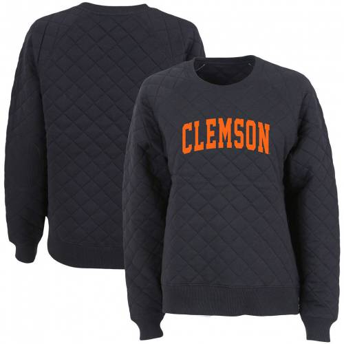 黒色 ブラック クレムソン タイガース ラグラン スウェットシャツ トレーナー 【 UNBRANDED BLACK CLEMSON TIGERS QUILTED RAGLAN PULLOVER SWEATSHIRT / CLM BLACK 】 レディースファッション トップス