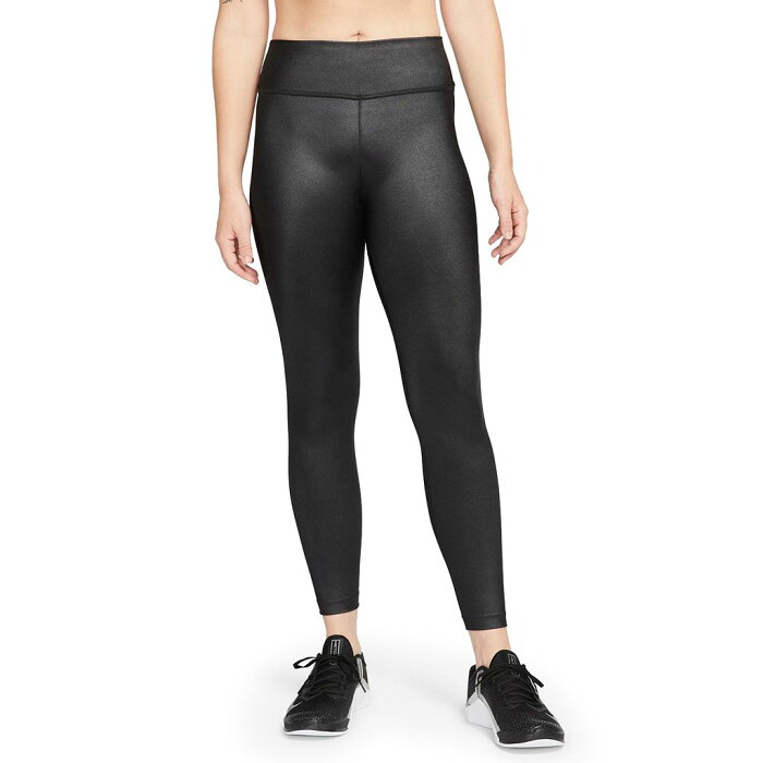 ナイキ ドライフィット レギンス タイツ 黒色 ブラック 【 NIKE DRIFIT ONE SHINE MIDRISE LEGGINGS BLACK 】