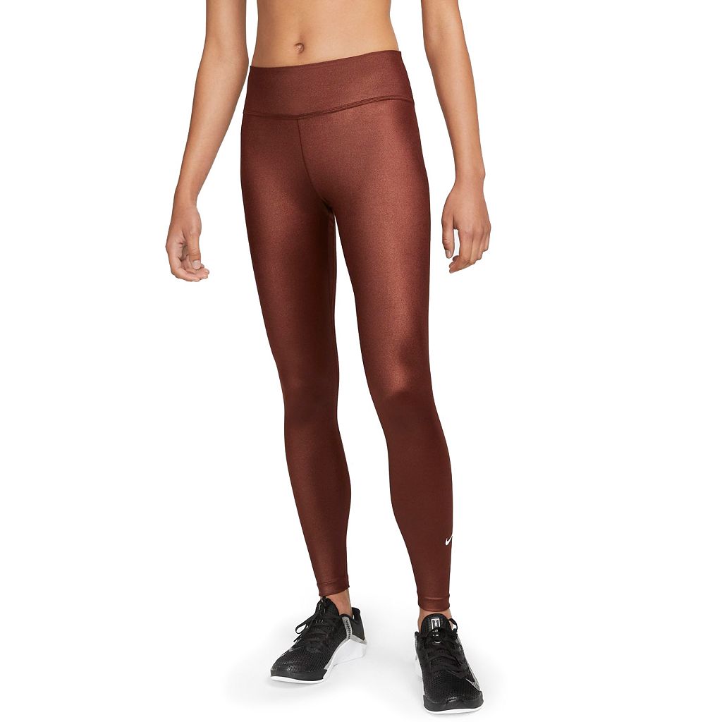 ナイキ ドライフィット レギンス タイツ 銅 ブロンズ 【 NIKE DRIFIT ONE SHINE MIDRISE LEGGINGS BRONZE ECLIPSE 】