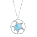 銀色 シルバー ネックレス 【 UNBRANDED STERLING SILVER OVAL LARIMAR TURTLE NECKLACE / 】 ジュエリー アクセサリー レディースジュエリー ペンダント