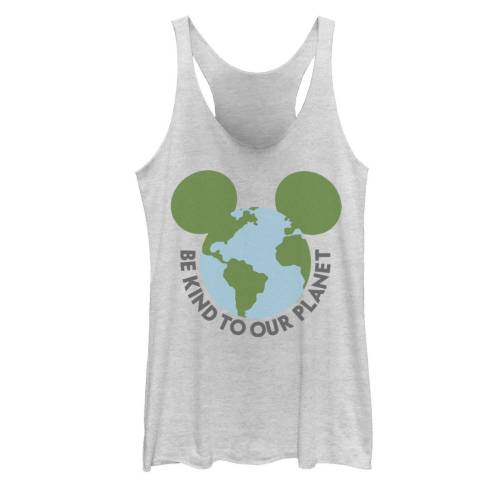 キャラクター グローブ タンクトップ 白色 ホワイト ヘザー DISNEY'S & 【 LICENSED CHARACTER MICKEY FRIENDS BE KIND TO OUR PLANET GLOBE RACERBACK TANK TOP / WHITE HEATHER 】 キッズ ベビー マタニティ トップス Tシャ