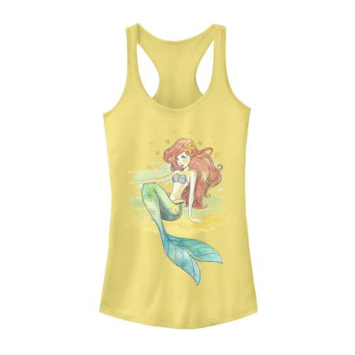 キャラクター プリンセス タンクトップ DISNEY'S 【 LICENSED CHARACTER PRINCESS THE LITTLE MERMAID ARIEL STAR FISH SKETCH RACERBACK TANK / BANANA 】 キッズ ベビー マタニティ トップス