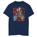 キャラクター グラフィック Tシャツ 紺色 ネイビー 【 LICENSED CHARACTER STRANGER THINGS GROUP SHOT FIREWORKS POSTER GRAPHIC TEE / NAVY 】 キッズ ベビー マタニティ トップス カットソー