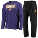 フェニックス サンズ スリーブ Tシャツ 紫 パープル 長袖 & 【 UNBRANDED CONCEPTS SPORT BLACK/PURPLE PHOENIX SUNS LONG SLEEVE T-SHIRT PANTS SLEEP SET / PHX PURPLE 】 インナー 下着 ナイトウエア メンズ ナイト ルーム