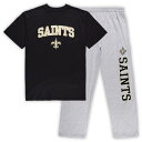 灰色 グレー グレイ セインツ Tシャツ 黒色 ブラック ニューオーリンズ 【大きめ】 & 【 UNBRANDED CONCEPTS SPORT BLACK/HEATHERED GRAY NEW ORLEANS SAINTS BIG TALL T-SHIRT PANTS SLEEP SET / SNT BLACK 】 インナー 下着 ナ