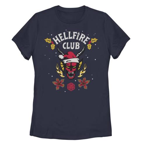【★Fashion THE SALE★7/12午前10時迄】キャラクター クラブ クリスマス Tシャツ 紺色 ネイビー 【 LICENSED CHARACTER STRANGER THINGS HELLFIRE CLUB CHRISTMAS TEE / NAVY 】 キッズ ベビー マタニティ トップス カットソー