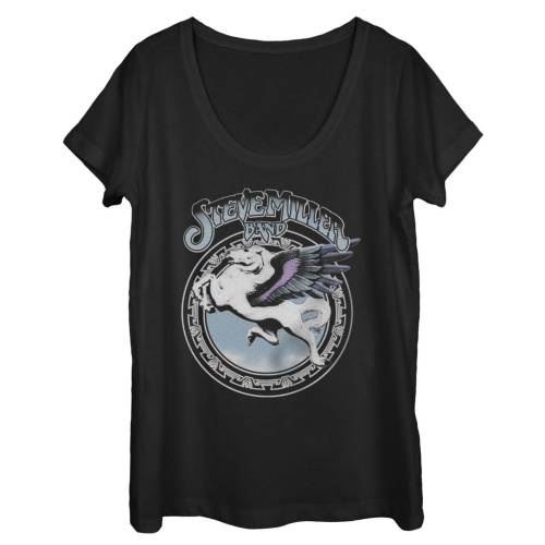 【★スーパーSALE★3/11深夜2時迄】キャラクター ペガサス ロゴ グラフィック Tシャツ 黒色 ブラック 【 LICENSED CHARACTER STEVE MILLER BAND PEGASUS FLY LOGO GRAPHIC TEE / BLACK 】 キッズ ベビー マタニティ トップス カットソー