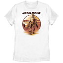 キャラクター グラフィック Tシャツ 白色 ホワイト スターウォーズ 【 LICENSED CHARACTER STAR WARS THE MANDALORIAN SUNSET GROGU AND MANDO STANDING GRAPHIC TEE / WHITE 】 キッズ ベビー マタニティ トップス カット