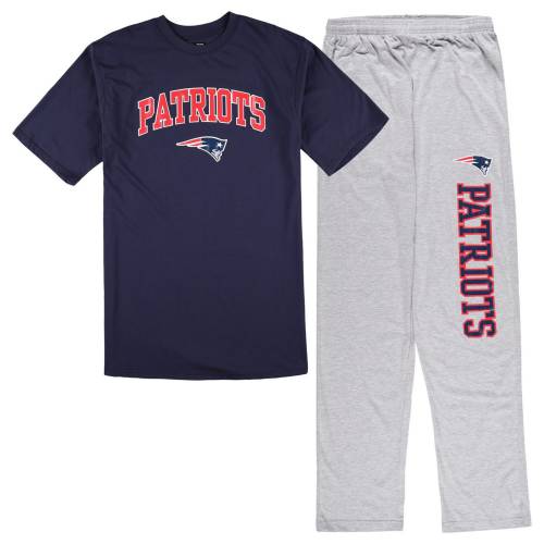 灰色 グレー グレイ ペイトリオッツ Tシャツ 紺色 ネイビー ニューイングランド 【大きめ】 & 【 UNBRANDED CONCEPTS SPORT NAVY/HEATHER GRAY NEW ENGLAND PATRIOTS BIG TALL T-SHIRT PAJAMA PANTS SLEEP SET / PAT NAVY 】 イン