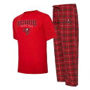 バッカニアーズ Tシャツ 赤 レッド タンパベイ & 【 UNBRANDED CONCEPTS SPORT RED/PEWTER TAMPA BAY BUCCANEERS ARCTIC T-SHIRT PAJAMA PANTS SLEEP SET / BUC RED 】 インナー 下着 ナイトウエア メンズ ナイト ルーム パジ