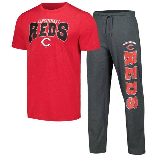 シンシナティ レッズ Tシャツ 赤 レッド & 【 UNBRANDED CONCEPTS SPORT CHARCOAL/RED CINCINNATI REDS METER T-SHIRT PANTS SLEEP SET / RED CHARCO 】 インナー 下着 ナイトウエア メンズ ナイト ルーム パジャマ