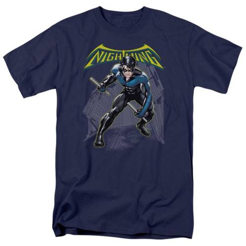 キャラクター スリーブ Tシャツ 紺色 ネイビー 半袖 【 LICENSED CHARACTER BATMAN NIGHTWING SHORT SLEEVE ADULT T-SHIRT / NAVY 】 メンズファッション トップス カットソー