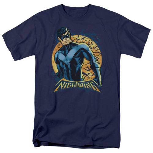 キャラクター スリーブ Tシャツ 紺色 ネイビー 半袖 【 LICENSED CHARACTER BATMAN NIGHTWING MOON SHORT SLEEVE ADULT T-SHIRT / NAVY 】 メンズファッション トップス カットソー