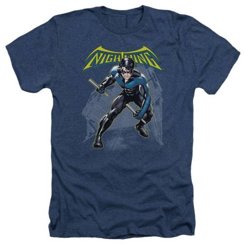 キャラクター ヘザー Tシャツ 紺色 ネイビー 【 LICENSED CHARACTER BATMAN NIGHTWING ADULT HEATHER T-SHIRT / NAVY 】 メンズファッション トップス カットソー