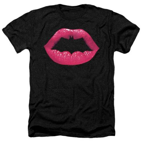 キャラクター バット ヘザー Tシャツ 黒色 ブラック 【 LICENSED CHARACTER BATMAN BAT KISS ADULT HEATHER T-SHIRT / BLACK 】 メンズファッション トップス カットソー