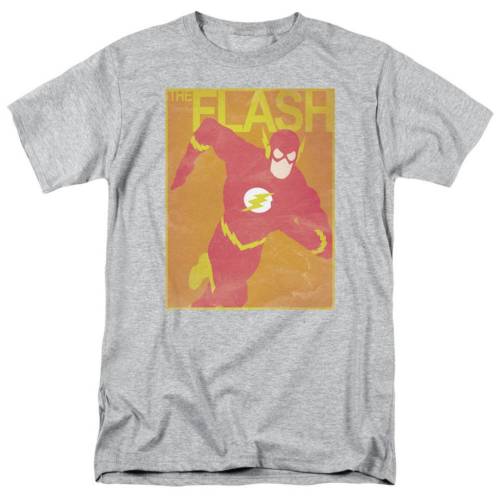 キャラクター スリーブ Tシャツ ヘザー 半袖 【 LICENSED CHARACTER JUSTICE LEAGUE OF AMERICA SIMPLE FLASH POSTER SHORT SLEEVE ADULT T-SHIRT / ATHLETIC HEATHER 】 メンズファッション トップス カットソー