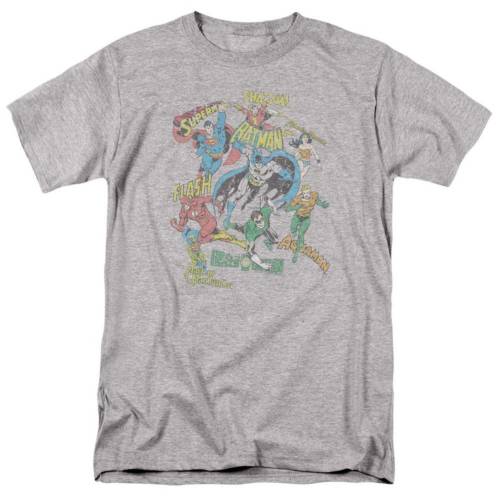キャラクター ディーシー コミックス スリーブ Tシャツ 銀色 シルバー 半袖 【 LICENSED CHARACTER DC COMICS SUPER COLLAGE SHORT SLEEVE ADULT T-SHIRT / SILVER 】 メンズファッション トップス カットソー