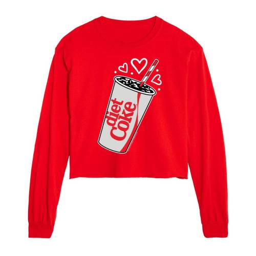 キャラクター スリーブ グラフィック Tシャツ 赤 レッド 長袖 【 LICENSED CHARACTER DIET COKE CROPPE..