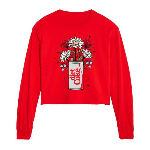キャラクター スリーブ グラフィック Tシャツ 赤 レッド 長袖 【 LICENSED CHARACTER DIET COKE FLOWER..