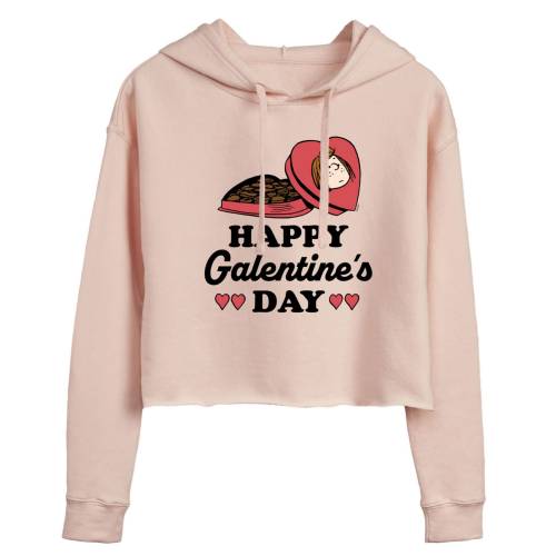 キャラクター フーディー パーカー ピンク GALENTINE'S 【 LICENSED CHARACTER PEANUTS HAPPY DAY CROPPED HOODIE / PINK 】 キッズ ベビー マタニティ トップス スウェット トレーナー