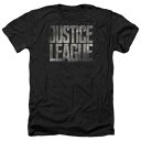 LN^[ ^ S wU[ TVc F ubN y LICENSED CHARACTER JUSTICE LEAGUE MOVIE METAL LOGO ADULT HEATHER T-SHIRT / BLACK z Yt@bV gbvX Jbg\[